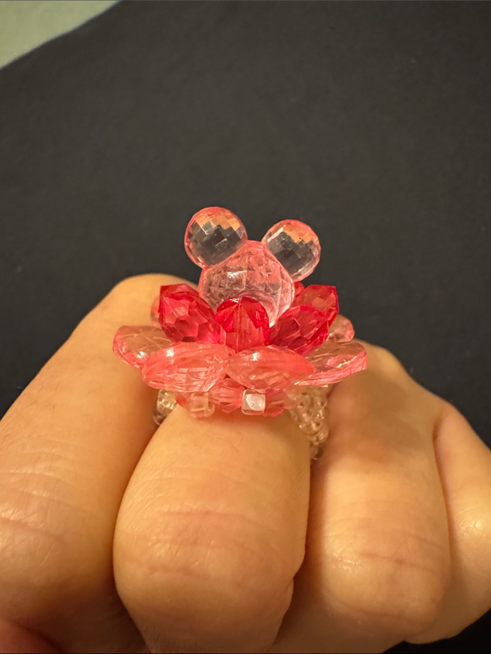 Disney Minnie Mouse Pink Bead Stretchy Ring Costume